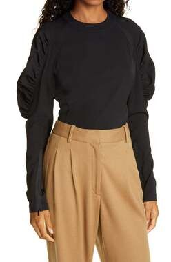 Rag & Bone Ruched Black Stephanie Blouse Size 2
